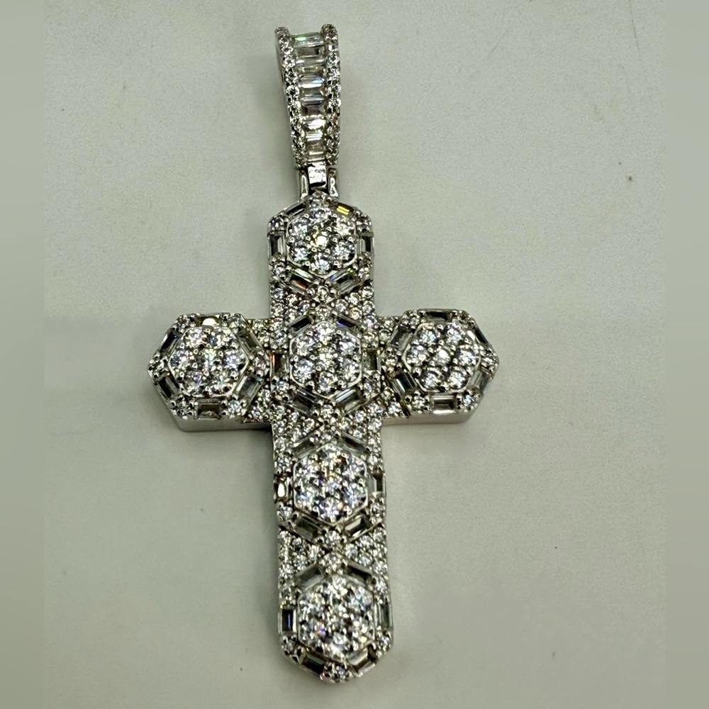 Sterling Silver CZ Cross Pendant – 3” Statement Design - Picture 17 of 17